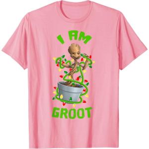 imageMarvel Christmas I Am Groot Cartoon TShirtPink