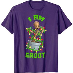 imageMarvel Christmas I Am Groot Cartoon TShirtPurple
