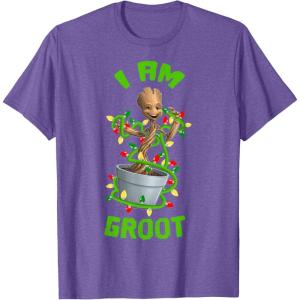 imageMarvel Christmas I Am Groot Cartoon TShirtPurple Heather