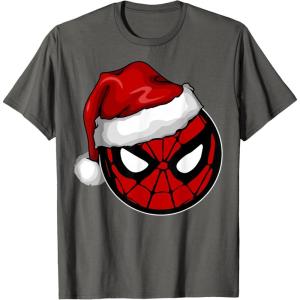 imageMarvel Christmas SpiderMan Santa Hat TShirtAsphalt Grey