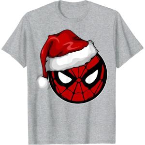 imageMarvel Christmas SpiderMan Santa Hat TShirtHeather Grey