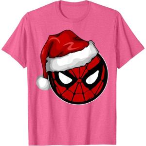 imageMarvel Christmas SpiderMan Santa Hat TShirtPink Heather