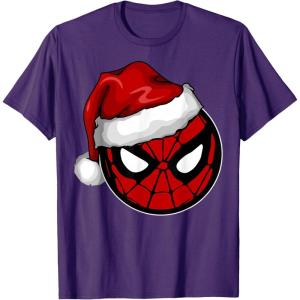 imageMarvel Christmas SpiderMan Santa Hat TShirtPurple