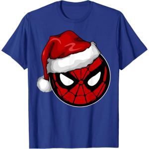 imageMarvel Christmas SpiderMan Santa Hat TShirtRoyal Blue