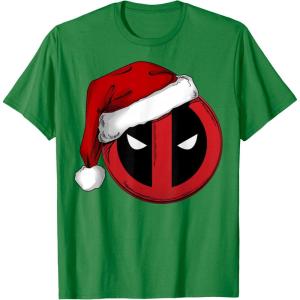 imageMarvel Deadpool Icon Santa Hat Christmas Graphic TShirtKelly Green