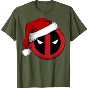 imageMarvel Deadpool Icon Santa Hat Christmas Graphic TShirtOlive Green