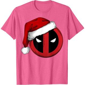 imageMarvel Deadpool Icon Santa Hat Christmas Graphic TShirtPink Heather