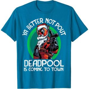 imageMarvel Deadpool Is Coming To Town Christmas TShirtSapphire Blue