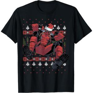 imageMarvel Deadpool Santa Hat Ugly Sweater Christmas TShirtBlack