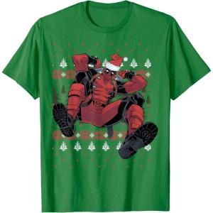 imageMarvel Deadpool Santa Hat Ugly Sweater Christmas TShirtKelly Green