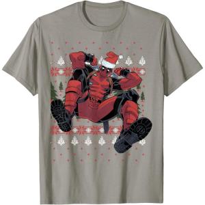 imageMarvel Deadpool Santa Hat Ugly Sweater Christmas TShirtSlate Grey