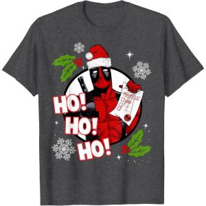 imageMarvel Deadpool Santa Naughty List Christmas Graphic TShirtDark Heather Grey