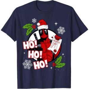 imageMarvel Deadpool Santa Naughty List Christmas Graphic TShirtNavy Blue