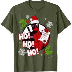 imageMarvel Deadpool Santa Naughty List Christmas Graphic TShirtOlive Green
