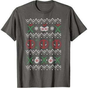 imageMarvel Deadpool Weapons Ugly Christmas Sweater TShirtAsphalt Grey