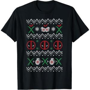 imageMarvel Deadpool Weapons Ugly Christmas Sweater TShirtBlack