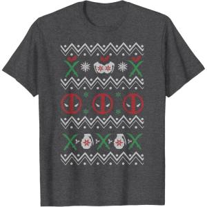 imageMarvel Deadpool Weapons Ugly Christmas Sweater TShirtDark Heather Grey