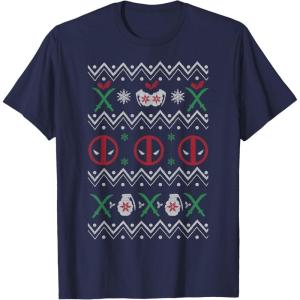 imageMarvel Deadpool Weapons Ugly Christmas Sweater TShirtNavy Blue