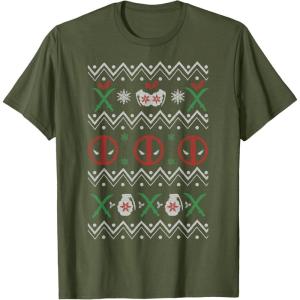 imageMarvel Deadpool Weapons Ugly Christmas Sweater TShirtOlive Green