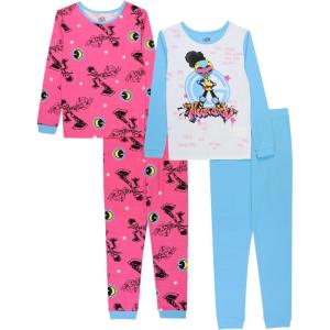 imageMarvel Girls 4Piece Snugfit Cotton Superhero Pajama Set Soft ampamp Cute for KidsCool Moon Girl