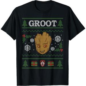 imageMarvel Groot Guardians of the Galaxy Ugly Christmas Sweater TShirtBlack