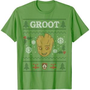 imageMarvel Groot Guardians of the Galaxy Ugly Christmas Sweater TShirtGrass Green