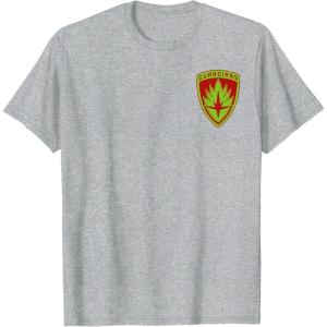 imageMarvel Guardians of the Galaxy Holiday Special Badge V2 TShirtHeather Grey