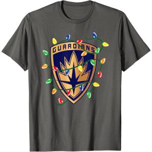 imageMarvel Guardians of the Galaxy Logo Holiday Christmas Lights TShirtAsphalt Grey