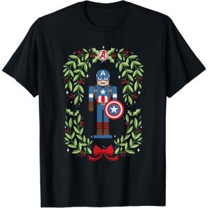 imageMarvel Holiday Christmas Avengers Captain America Nutcracker TShirtBlack