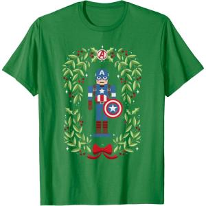 imageMarvel Holiday Christmas Avengers Captain America Nutcracker TShirtKelly Green