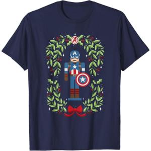 imageMarvel Holiday Christmas Avengers Captain America Nutcracker TShirtNavy Blue