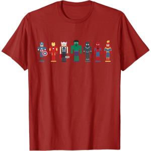 imageMarvel Holiday Christmas Avengers Team Festive Nutcrackers TShirtCranberry Red