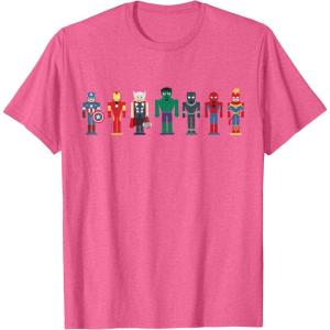 imageMarvel Holiday Christmas Avengers Team Festive Nutcrackers TShirtPink Heather