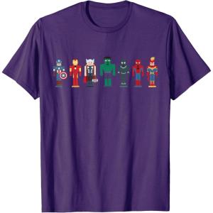 imageMarvel Holiday Christmas Avengers Team Festive Nutcrackers TShirtPurple