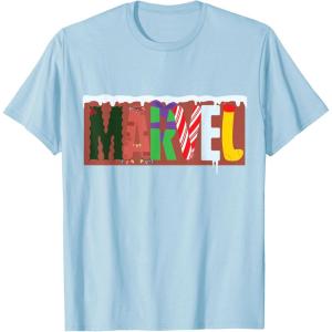 imageMarvel Logo with Christmas Holiday Avengers Decorations TShirtBaby Blue