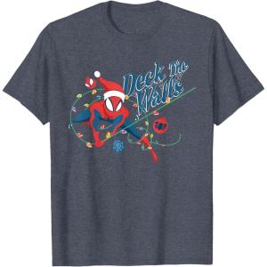 imageMarvel SpiderMan Deck The Walls Holiday TShirtHeather Blue