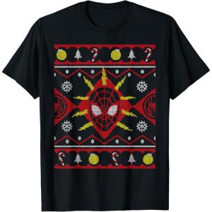 imageMarvel SpiderMan Miles Morales Ugly Christmas Sweater TShirtBlack