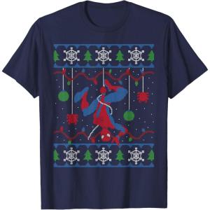 imageMarvel SpiderMan Upside Down Ugly Christmas Sweater TShirtNavy Blue