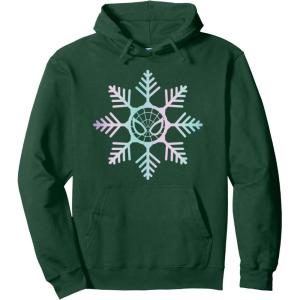imageMarvel SpiderMan Winter Holiday Snowflake Logo Pullover HoodieDark Green