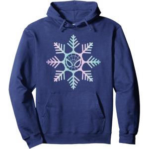 imageMarvel SpiderMan Winter Holiday Snowflake Logo Pullover HoodieNavy Blue