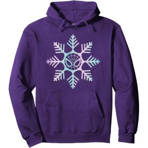 imageMarvel SpiderMan Winter Holiday Snowflake Logo Pullover HoodiePurple