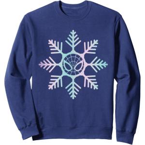 imageMarvel SpiderMan Winter Holiday Snowflake Logo SweatshirtNavy Blue