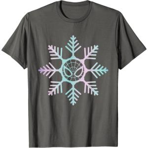 imageMarvel SpiderMan Winter Holiday Snowflake Logo TShirtAsphalt Grey