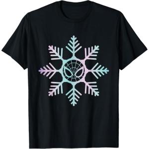 imageMarvel SpiderMan Winter Holiday Snowflake Logo TShirtBlack