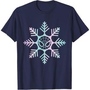 imageMarvel SpiderMan Winter Holiday Snowflake Logo TShirtNavy Blue