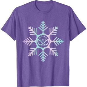 imageMarvel SpiderMan Winter Holiday Snowflake Logo TShirtPurple Heather