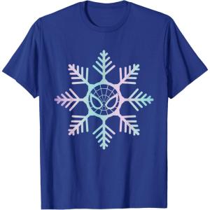 imageMarvel SpiderMan Winter Holiday Snowflake Logo TShirtRoyal Blue