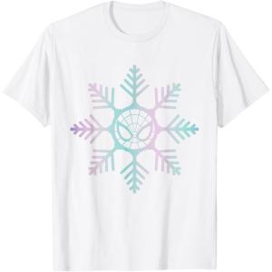 imageMarvel SpiderMan Winter Holiday Snowflake Logo TShirtWhite