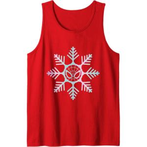 imageMarvel SpiderMan Winter Holiday Snowflake Logo Tank TopRed