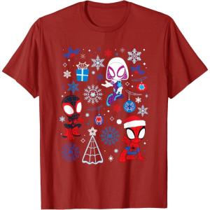 imageMarvel Spidey and His Amazing Friends Christmas Holiday Icon TShirtCranberry Red
